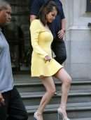 Selena Gomez Booty and Leggy in Yellow Dress, Out in London