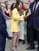 Selena Gomez Booty and Leggy in Yellow Dress, Out in London