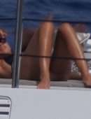 Sofia Richie in Black Bikini on a Yacht in Ibiza