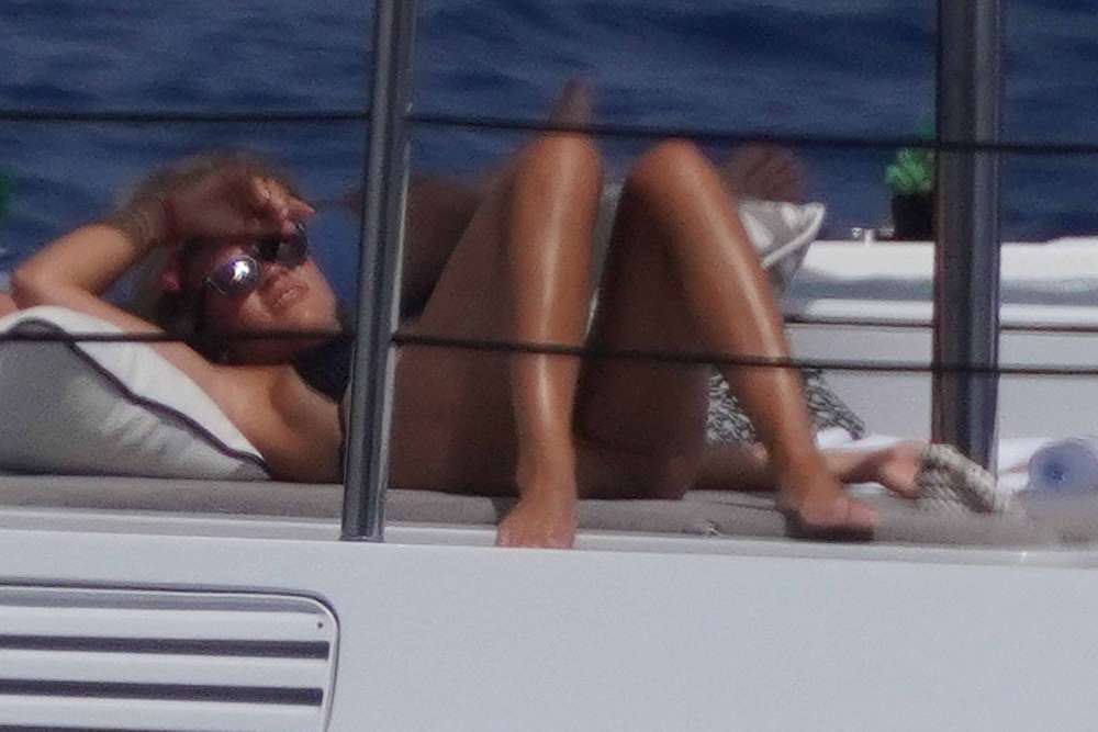 Sofia Richie in Black Bikini on a Yacht in Ibiza