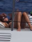 Sofia Richie in Black Bikini on a Yacht in Ibiza