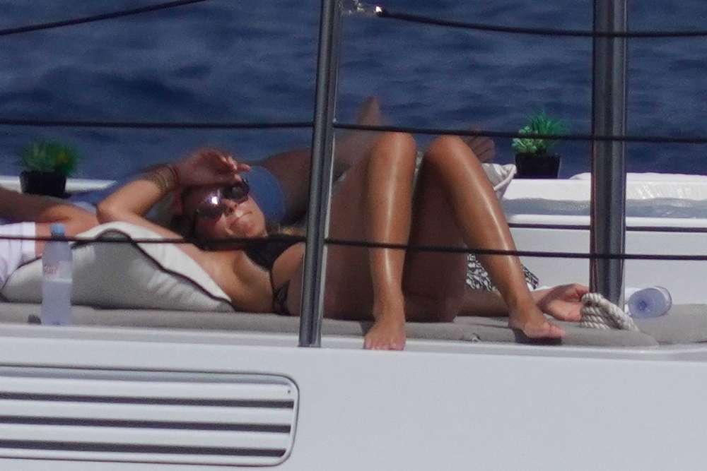 Sofia Richie in Black Bikini on a Yacht in Ibiza