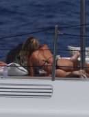 Sofia Richie in Black Bikini on a Yacht in Ibiza