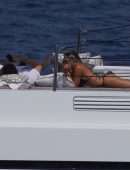 Sofia Richie in Black Bikini on a Yacht in Ibiza