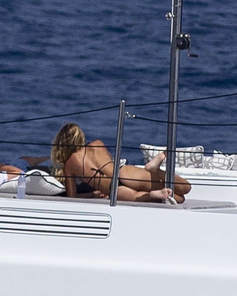 Sofia Richie in Black Bikini on a Yacht in Ibiza