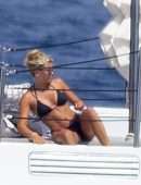 Sofia Richie in Black Bikini on a Yacht in Ibiza