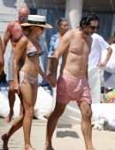 Sylvie Meis at Club 55 in Saint-Tropez