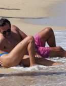 Sylvie Meis Booty in Blue Bikini on the Beach in Saint Tropez