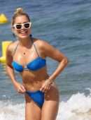 Sylvie Meis Booty in Blue Bikini on the Beach in Saint Tropez