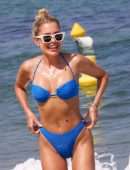 Sylvie Meis Booty in Blue Bikini on the Beach in Saint Tropez