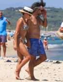 Sylvie Meis and husband Niclas Castello aka Norbert Zerbs on the Beach in Saint Tropez