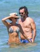 Sylvie Meis and husband Niclas Castello aka Norbert Zerbs on the Beach in Saint Tropez