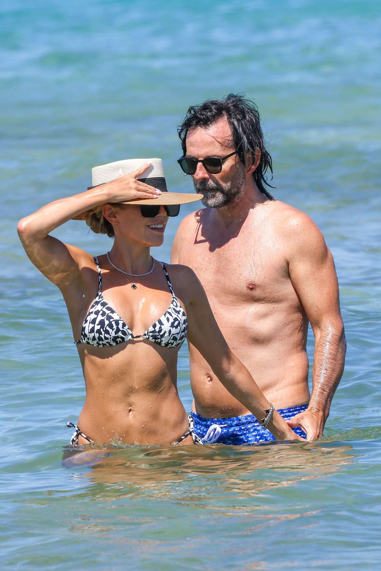Sylvie Meis and husband Niclas Castello aka Norbert Zerbs on the Beach in Saint Tropez