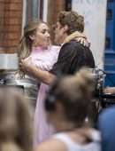 Tilly Keeper with Lukas Gage film ‘You’ in the Borough Market in London
