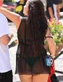Addison Rae Booty in Semi-Sheer Dress on Holiday in Portofino
