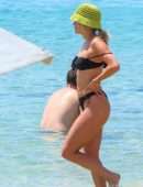 Ashley Roberts Booty in a Black Bikini on the Beach in Mykonos