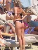 Ashley Roberts Booty in a Black Bikini on the Beach in Mykonos
