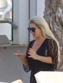 Bianca Gascoigne in a Black Swimsuit at Ibiza’s Cala de Bou Beach