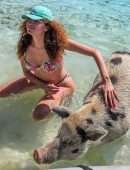Blanca Blanco Booty in a Bikini at Pig Beach in the Bahamas