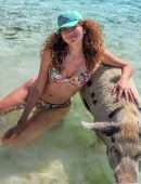 Blanca Blanco Booty in a Bikini at Pig Beach in the Bahamas