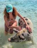 Blanca Blanco Booty in a Bikini at Pig Beach in the Bahamas