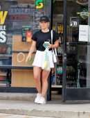 Hilary Duff in Tennis Skirt Coming Out of a Convenience Store in Los Angeles