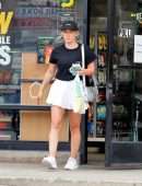 Hilary Duff in Tennis Skirt Coming Out of a Convenience Store in Los Angeles
