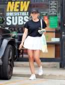 Hilary Duff in Tennis Skirt Coming Out of a Convenience Store in Los Angeles