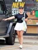 Hilary Duff in Tennis Skirt Coming Out of a Convenience Store in Los Angeles