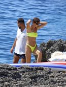 Irina Shayk Booty in Yellow Bikini in Ibiza
