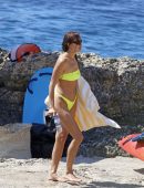 Irina Shayk Booty in Yellow Bikini in Ibiza