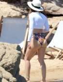 Jessica Biel Booty while Paddleboarding in Bikini in Sardinia
