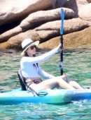 Jessica Biel Booty while Paddleboarding in Bikini in Sardinia