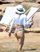 Jessica Biel Booty while Paddleboarding in Bikini in Sardinia