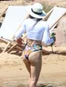 Jessica Biel Booty while Paddleboarding in Bikini in Sardinia