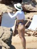 Jessica Biel Booty while Paddleboarding in Bikini in Sardinia