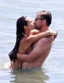 Jordana Brewster Booty in a white Scalloped Bikini on the Beach in Santa Monica