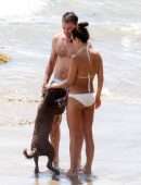 Jordana Brewster Booty in a white Scalloped Bikini on the Beach in Santa Monica