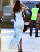 Kendall Jenner Booty in Tight White Dress Out in Malibu