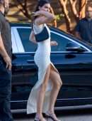 Kendall Jenner Booty in Tight White Dress Out in Malibu