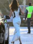 Kendall Jenner Booty in Tight White Dress Out in Malibu