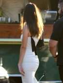 Kendall Jenner Booty in Tight White Dress Out in Malibu