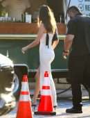 Kendall Jenner Booty in Tight White Dress Out in Malibu