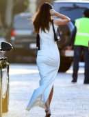 Kendall Jenner Booty in Tight White Dress Out in Malibu