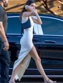 Kendall Jenner Booty in Tight White Dress Out in Malibu