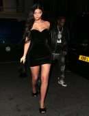 Kylie Jenner in a Black Dress at Nobu Portman Square in London