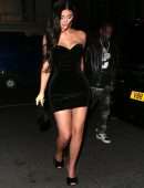 Kylie Jenner in a Black Dress at Nobu Portman Square in London