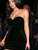 Kylie Jenner in a Black Dress at Nobu Portman Square in London