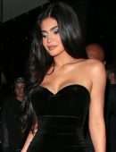 Kylie Jenner in a Black Dress at Nobu Portman Square in London