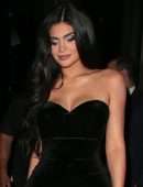 Kylie Jenner in a Black Dress at Nobu Portman Square in London